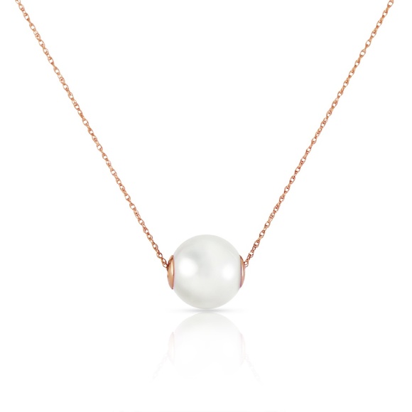 14K.GOLD NECKLACE WITH 16.0 mm WHITE SHELL PEARL - Picture 2 of 6